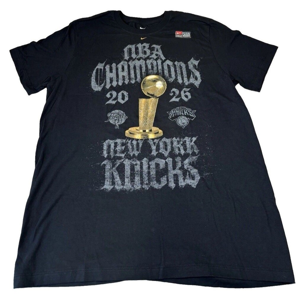 NWT Nike New York Knicks 2026 NBA Champions Locker Room Black Tee Size L